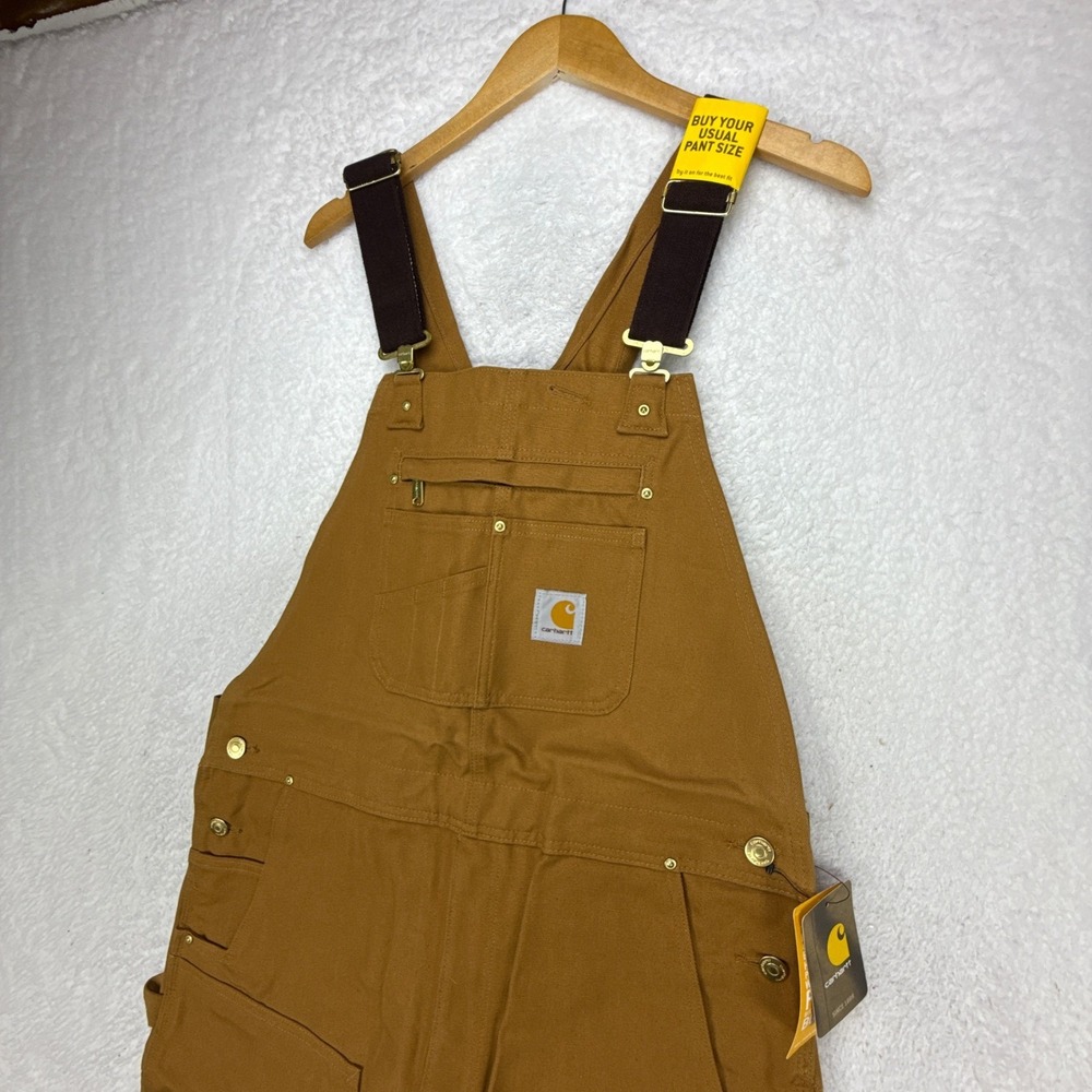 Carhartt R01 Duck Bib Overalls Double Front Chap Knee Pads Mens 38x28 NWT NOS - Picture 8 of 16